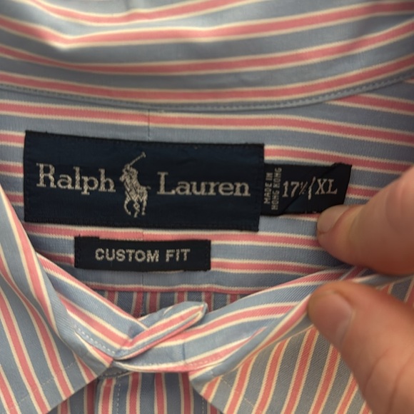 Men’s Ralph Lauren, button-down, pink and blue size 17 1/2 //XL - Picture 2 of 3